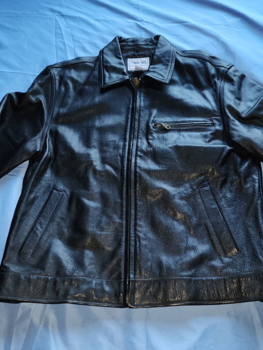 MENs Black Leather jacket Size M